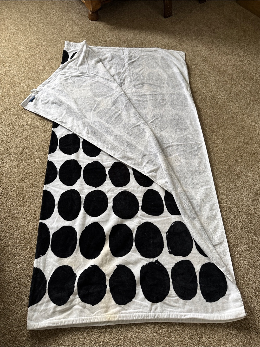 Marimekko White and Black Logo Beach blanket, great condition.